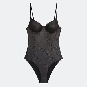 Onia NWT Chelsea Crocodile One Piece Swimsuit, Small - Black
